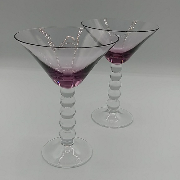 🍇HP! 2 Purple Martini Glasses with beaded stems. - Picture 8 of 8
